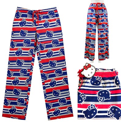 NWT Hello Kitty ''Color fun'' women's cotton Pajama Pants S,M,L,XL, Blue/Red