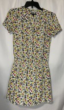 Gap Outlet Floral Dress Short Sleeve V Neck Button Chest Womens Size XS