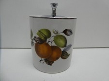 MIDWINTER PORCELAIN FRUIT DECORATED CHROME LIDDED SUGAR BOWL