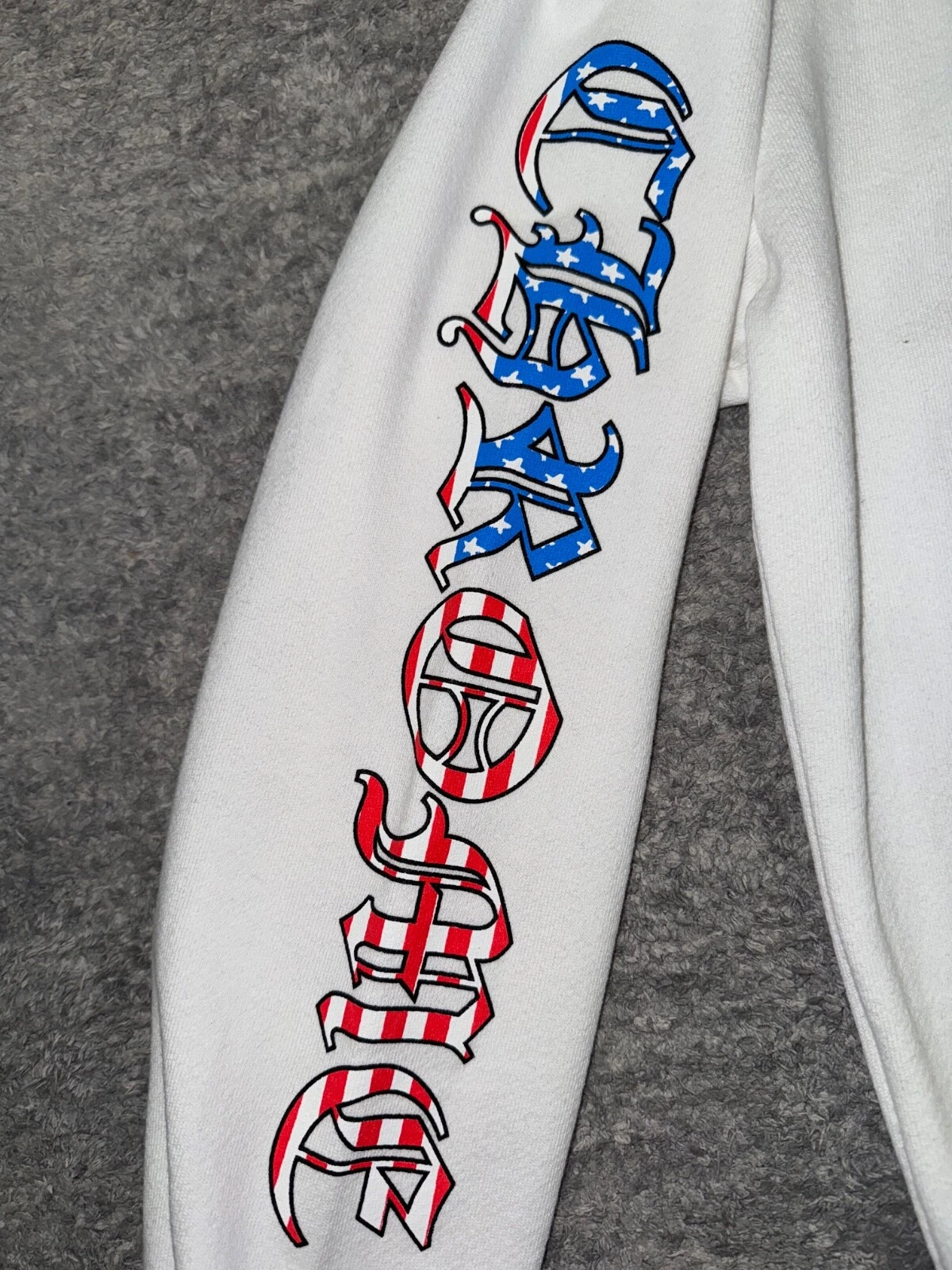 Felpa con cappuccio grande Chrome Hearts Matty ragazzo bianca bandiera americana 4 luglio