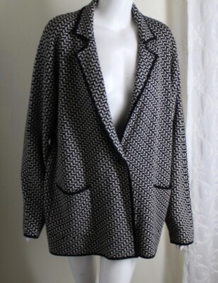 AMAZING NWT MaxStudio Sz XL Runs 1X Chevron Career Designer Knit Blazer Jacket