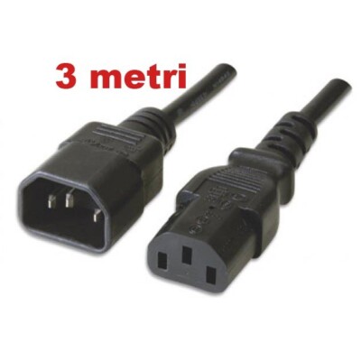 Cavo Prolunga Di Alimentazione Sdoppiato 2 C13 F A 1 C14 M 1,8 M Nero Icoc 03 Nc Y - Foto 3