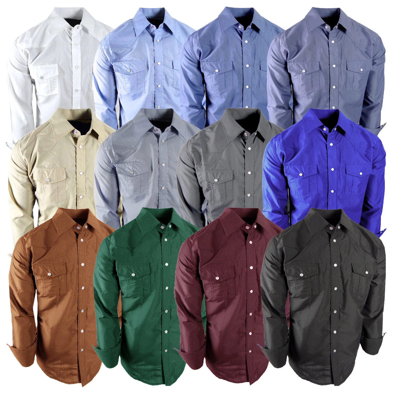 Mens Western Rodeo Cowboy Shirt Color Match Stitch Design Pearl Snap Up Pockets
Opens in a new windo