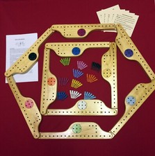 Pegs and Jokers Board Game 10 Player. Made in the USA, By C and J Woodtechs