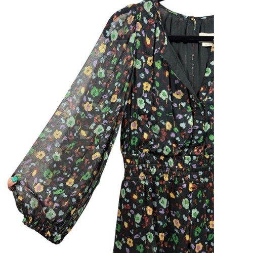 Anthropologie Long Sleeve Feminine Floral Print Somerset Romper Black S - Picture 12 of 16