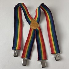 Vtg Rainbow Suspenders Mork And Mindy Costume Clown 2" top grain cowhide CLC