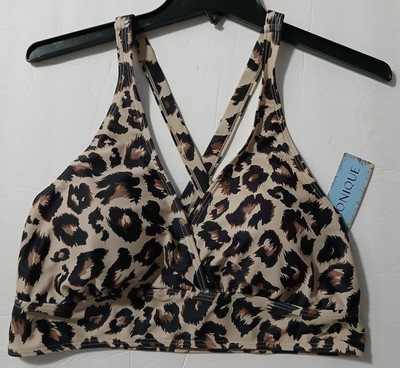 Yonique Women Top Size XL, Brown, Animal Print, Adjustable.