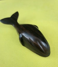 Vintage Ironwood Whale Hand Carved Wooden Figure 4.5"&times;1.5"&times;1.5