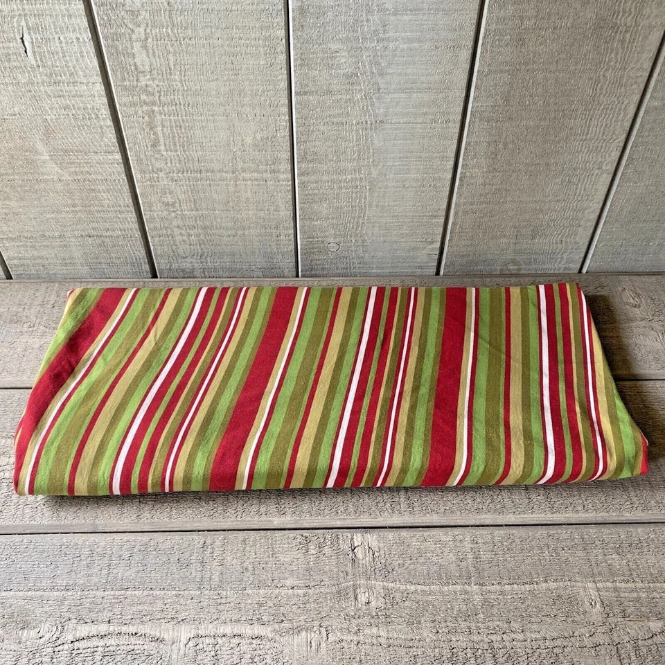 Crate & Barrel Joule Tablecloth Red & Green Stripe Christmas Holiday 90” X 60” - Image 3 of 4