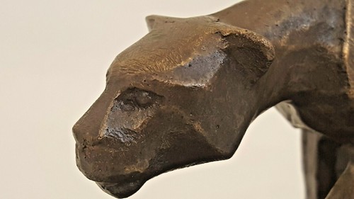 Estatua Gran Gato de Bronce Escultura Firmada RL Sogge 2000 9,5" de largo 5 libras - Imagen 3 de 12