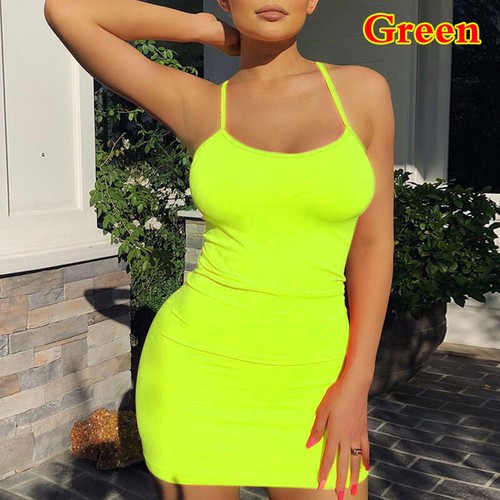 Damen Plain Strappy Cami Bodycon Damen Sexy Sling Minikleid Party Nachtclub 1PC - Picture 23 of 26