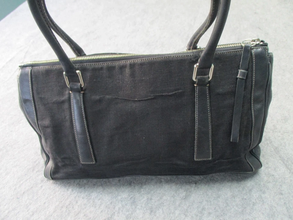 Cartera Coach Bonnie Legacy DE COLECCIÓN Bolso Negro Lino y Cuero 9435 * Foto 4 de 4