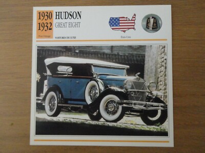 HUDSON GREAT EIGHT '' USA - UNIS '' - Fiche Auto Car Card