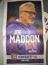 10 16 2016 SUN TIMES NEWSPAPER JOE MADDON POSTER NLCS CUBS BEAT LA 8-4 WRIGLEY !
