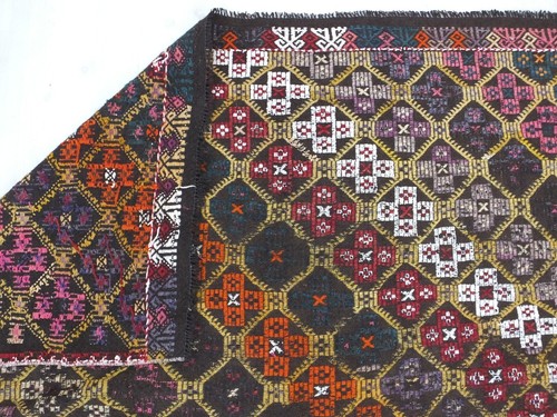 Alfombra turca vintage Kilim, 6x11,4 pies, geométrica multicolor hecha a mano, - Imagen 9 de 11