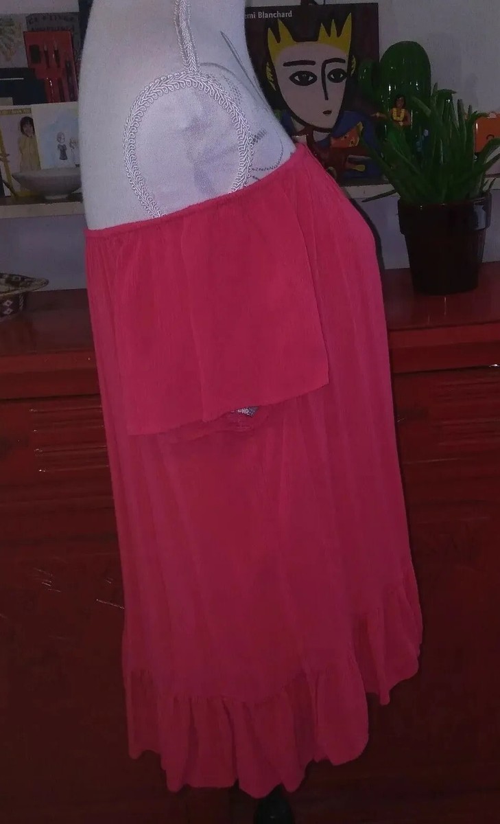 Blouse Fluide Patrice Bréal Taille 46 Rouge Clair - 100% Viscose, Col Brodé, Base Volantée - Neuf Sans étiquettes (porté Une Fois)