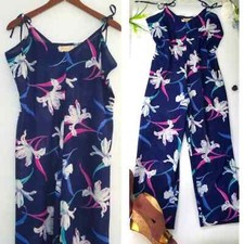 Vintage Fredericks of Hollywood Floral Jumpsuit Size Med/ Large Blue Multicolor