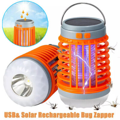 Solar Mosquito Killer Lamp Camping Light Waterproof Bug Zapper Insect Fly Trap