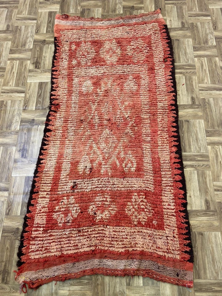 Vintage Tribal Rug Moroccan Runner Rug Handmade Soft Entryway Runner 4'x8'8' ft - Image 2 of 4