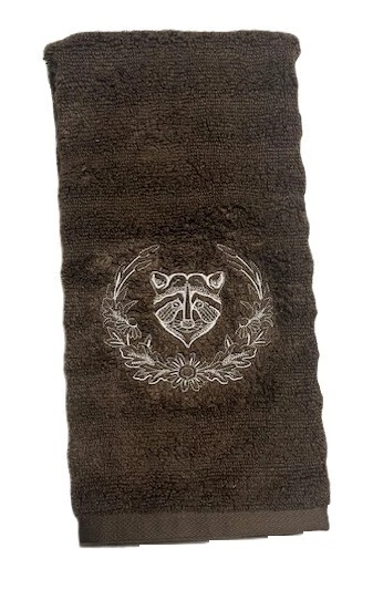 Toalla de mano de baño de felpa texturizada mapache decoración de cabina rústica Foto 3 de 3