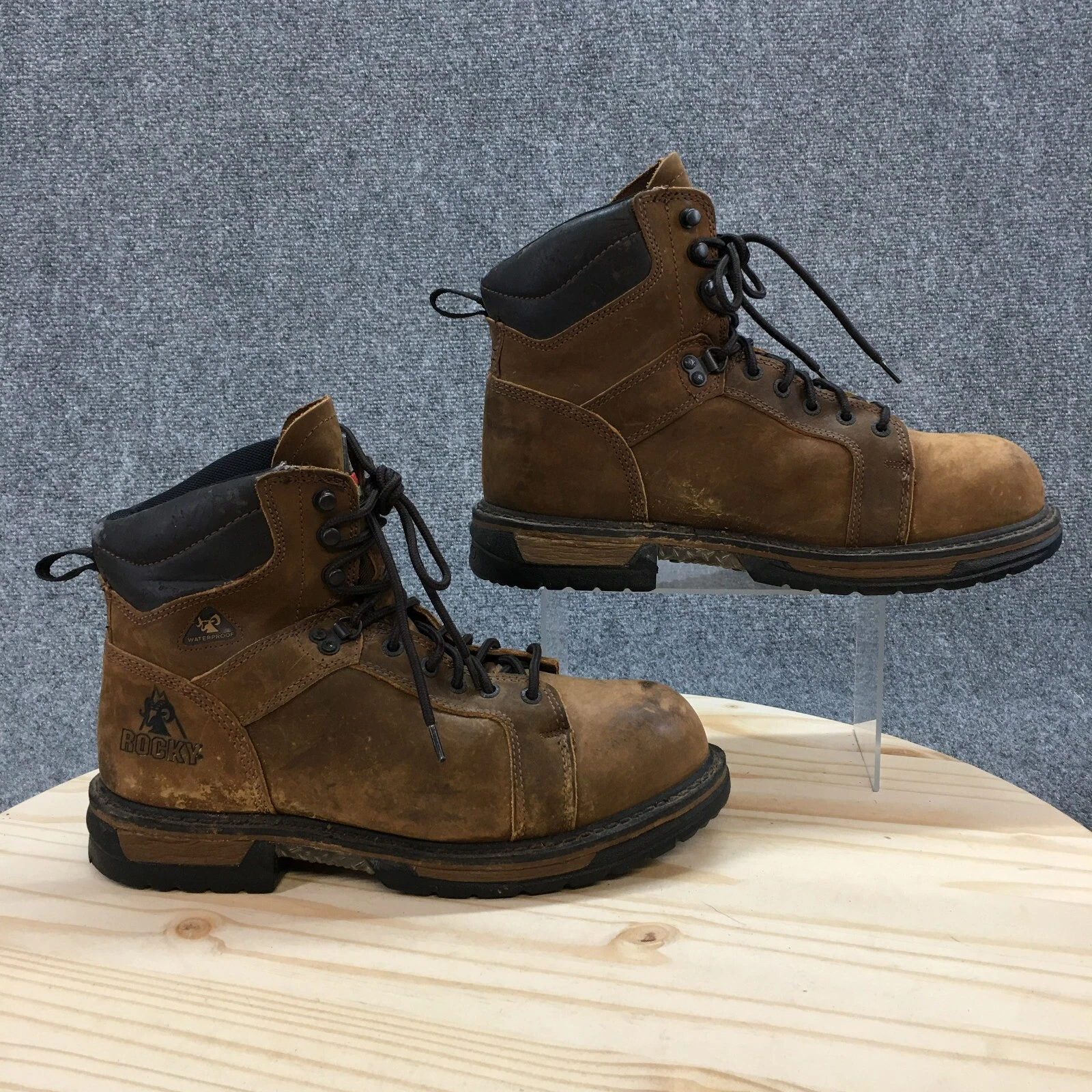 Rocky Ironclad Waterproof Hiking Boots Mens 11 W Brown Leather Steel Toe Lace Up