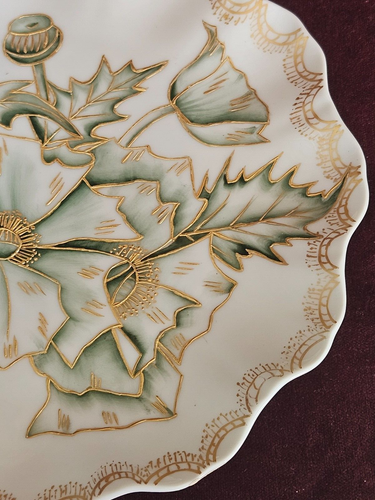 Jean Pouyat JPL France Scalloped Floral Plate Gold Moriage Pattern 9" - Picture 3 of 5