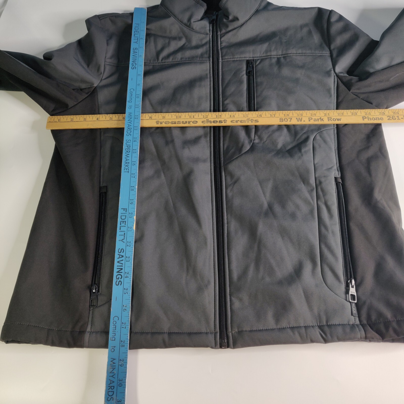 TUMI Soft Shell Jacket Plush Sherpa Lined Zip Up Jacket Sz XL Grey Black image 7