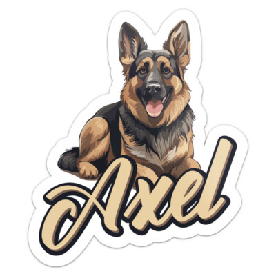 German Shepherd Dog Axel Name Vinyl Decal Waterproof Car Bumper Sticker ...