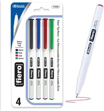 BAZIC Fiero Assorted Color Fiber Tip Fineliner Pen (3/Pack),Art Pens & Markers