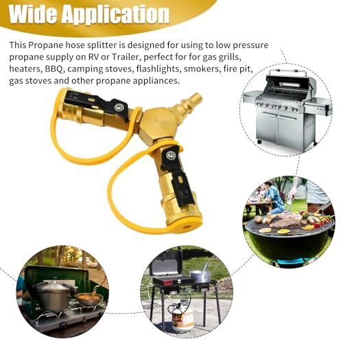 1/4" RV Propane Quick Connect Y Splitter Adapter with Shutoff Valve Quick Con... - Picture 6 of 7