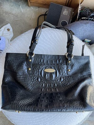 Brahmin Crocodile Embossed Soft Leather Shoulder Handbag