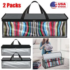 2 pack Flexible Zippered Under Bed Storage Bag Fabric Underbed Clothes Storage