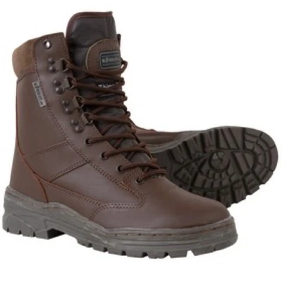 KOMBAT UK Kids Brown Army Cadet Boots Leather Combat Patrol Military Work Security Boys