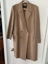 Vintage 70s 60s Pierre Cardin Beige Wool Coat Men's Double Breasted size 46