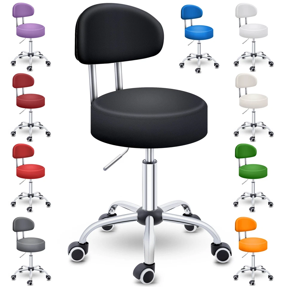 Rollhocker mit Lehne Arbeitshocker Hocker Drehhocker Kosmetikhocker Praxishocker - Bild 1 von 1