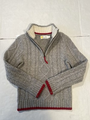 Mini Boden Quarter Zip Boys 5-6 Sweater Cable Knit Pullover Wool Blend Grey