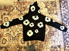 DENIM TEARS Black White Hoodie L