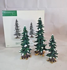 Dept 56 Village Accessories Set of 3 Winter Pine Trees W/Pine Cones #52772 E7