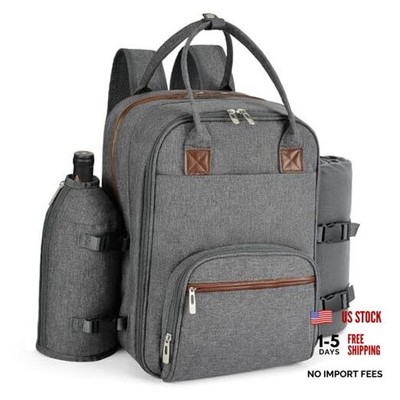 ALLCAMP Picnic Backpack - Insulated Cooler Bag with Compartment, 2 person Gray