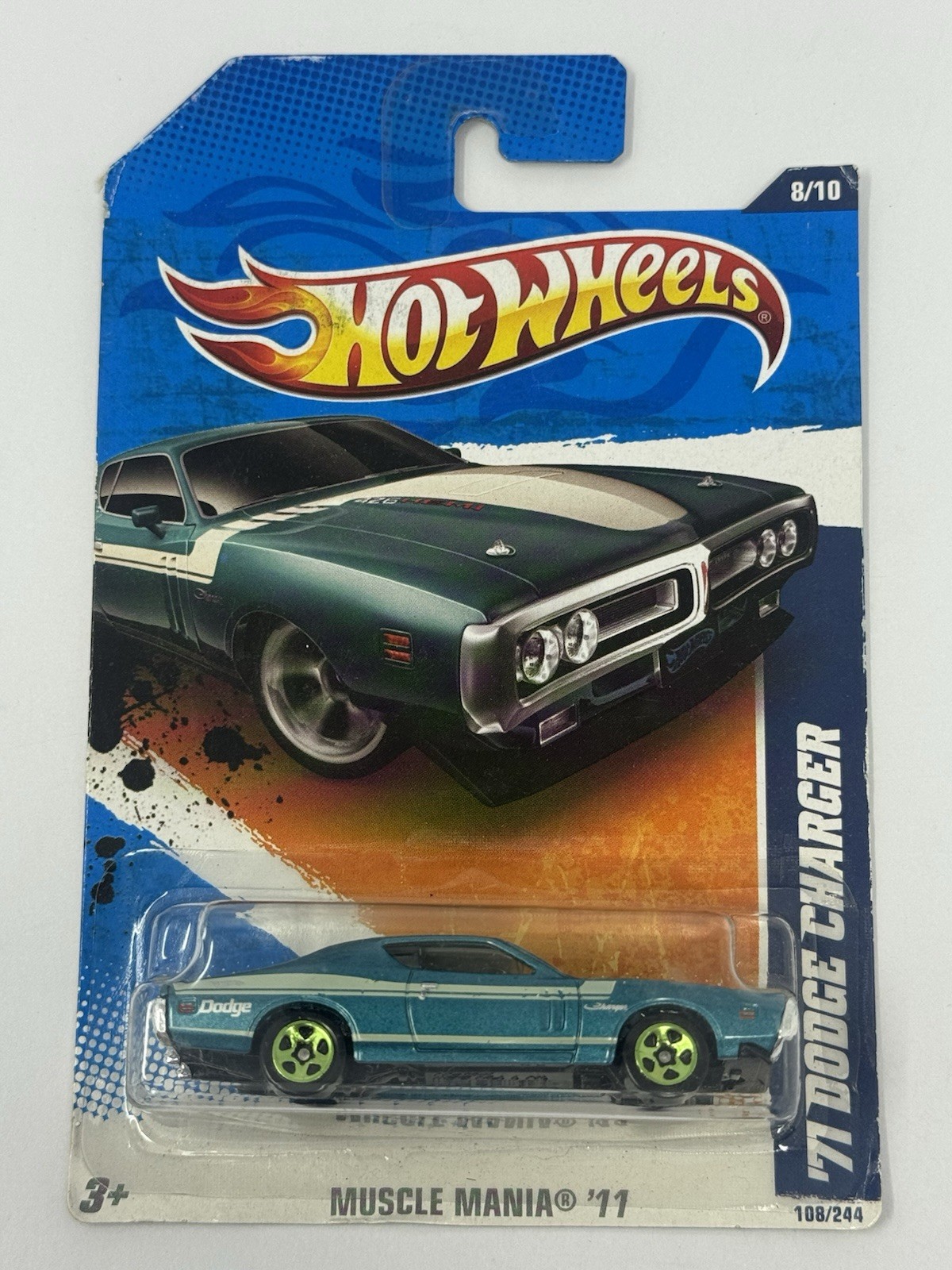 Hot Wheels 2011 Muscle Mania Turquoise Teal ‘71 Dodge Charger #108 A1