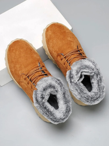  Herren Stiefel Freizeit Robust Wanderschuhe Leder Rutschfest Hoch Schneestiefel - Bild 11 von 21