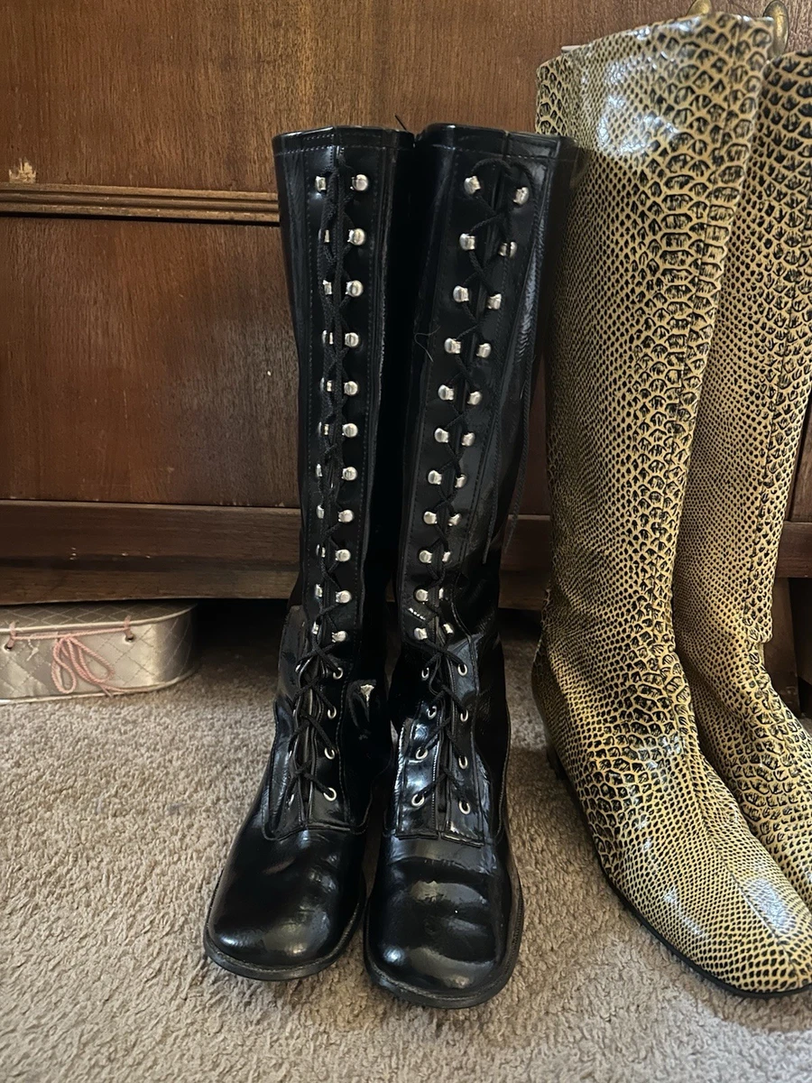 Botas GoGo Blancas De Los Años 60 Para Mujer, Con Tacón De 8cm, Talla 38-39, Perfectas Para Disfraces De Hippie O Fiestas Temáticas