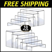 Acrylic Showcase Holder Set - 10 Pcs Clear Stands