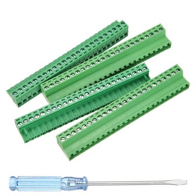 2 Set 24 Pin 5.08mm Pitch Pluggable PCB Screw Terminal Block, 300V 10A, Green