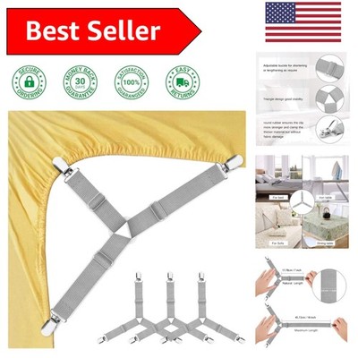 4 Adjustable Fitted Bed Sheet Holders -  Elastic Clips to Stay in Place
