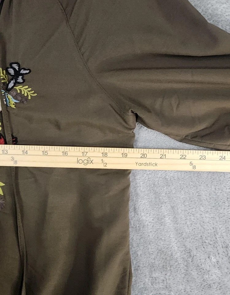 Блузка женская Double D Ranch маленькая оливково-зеленая с вышивкой крестьянский богемный топ - Изображение 4 из 4