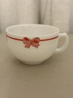 Vintage Pyrex Employee Christmas Cup Red Bow Ribbon Milk Glass Rare Promotional