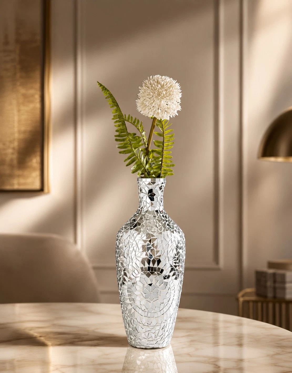 16" H Vase Mirror Mosaic In Flower design (Express Delivery)
