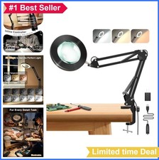 10X Magnifying Glass with Light and Clamp 4.3 Inch Real Glass Lens LED Ring