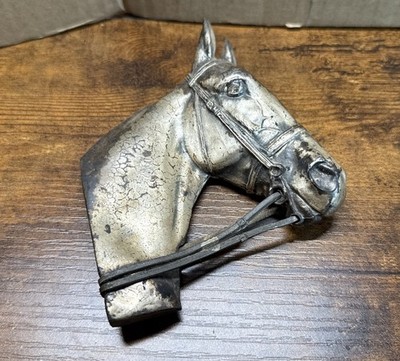 Vintage Beautiful Cast  Metal Horse Head Door Knocker Nice Patina! Heavy!